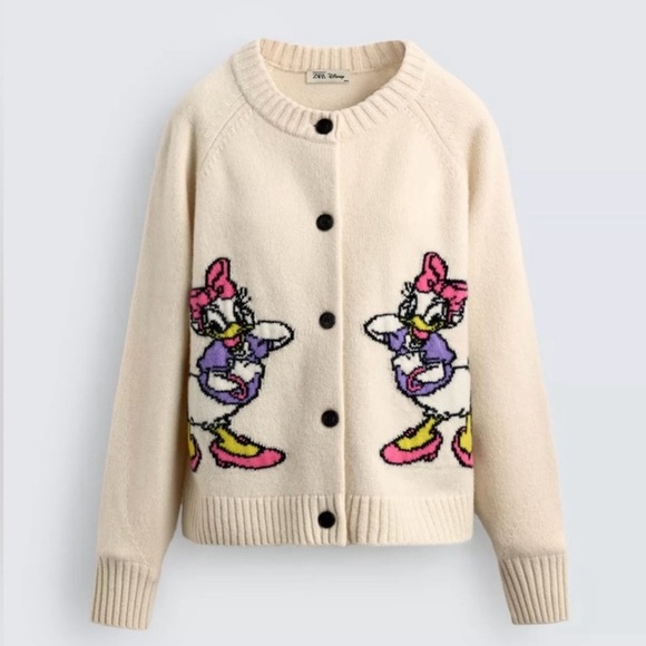 Disney Sweaters - Zara Disney Daisy Duck Wool Cardigan